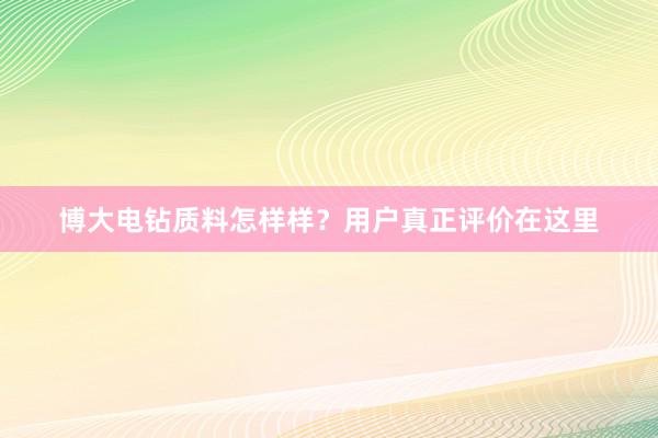 博大电钻质料怎样样？用户真正评价在这里