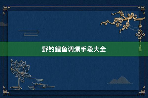 野钓鲤鱼调漂手段大全